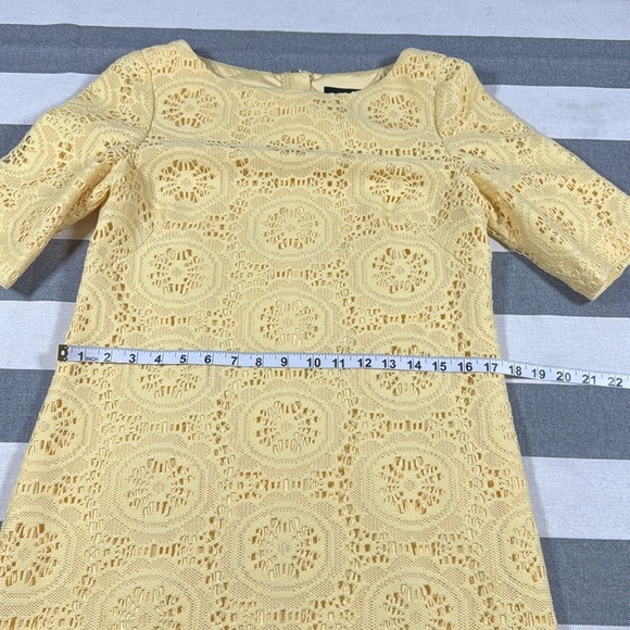Adrianna Papell Womens Yellow Lace Shift Dress Elbow Sleeve Size 8 Spring Mod - Picture 6 of 11